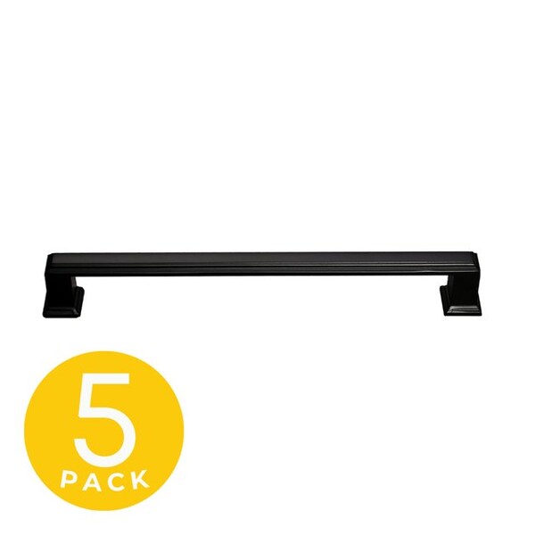 Sapphire Octa Series 7-1/2 in. (192 mm) Center-to-Center Modern Black Cabinet Handle/Pull (5-Pack) - SP-2044A-192-BK-5