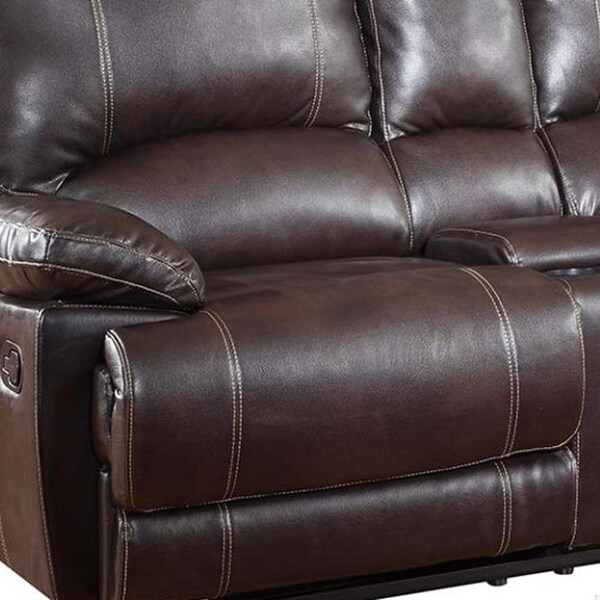 Homeroots 41 in. Stylish Brown Leather Console Loveseat - 329410