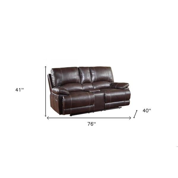 Homeroots 41 in. Stylish Brown Leather Console Loveseat - 329410
