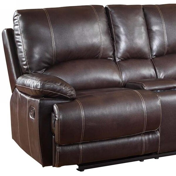 Homeroots 41 in. Stylish Brown Leather Console Loveseat - 329410