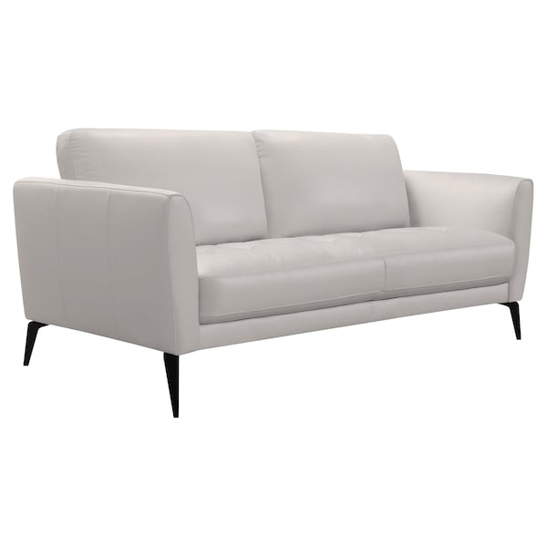 Armen Living Hope Contemporary Sofa in Genuine Dove Gray Leather with Black Metal Legs - LCHP3GR