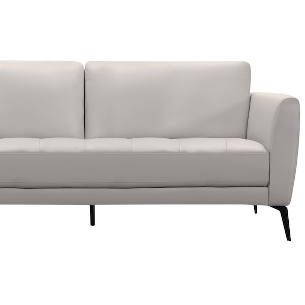 Armen Living Hope Contemporary Sofa in Genuine Dove Gray Leather with Black Metal Legs - LCHP3GR