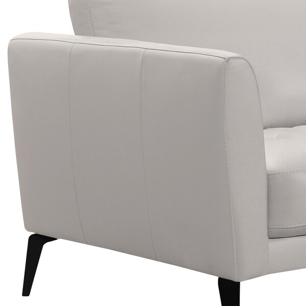 Armen Living Hope Contemporary Sofa in Genuine Dove Gray Leather with Black Metal Legs - LCHP3GR