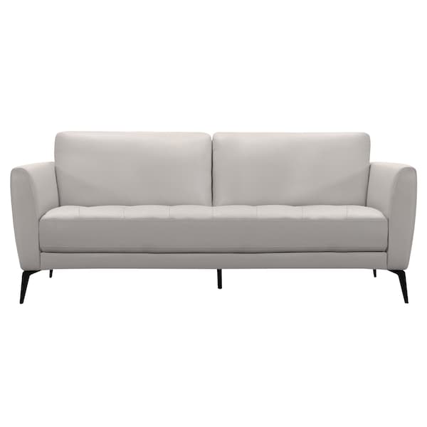 Armen Living Hope Contemporary Sofa in Genuine Dove Gray Leather with Black Metal Legs - LCHP3GR