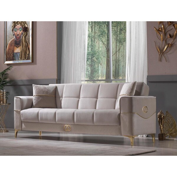 Furnia 35 x 90 x 39 in. Clara 3 Seat Sofa, Beige - 101-CLA-GRA010-3