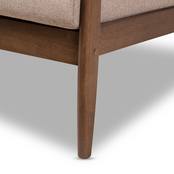 Baxton Studio Venza Walnut Wood Light Brown Upholstered 2-Seater Loveseat - 140-7556