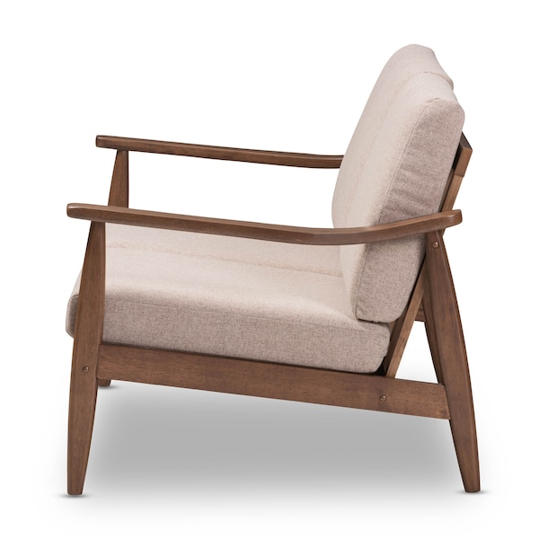 Baxton Studio Venza Walnut Wood Light Brown Upholstered 2-Seater Loveseat - 140-7556