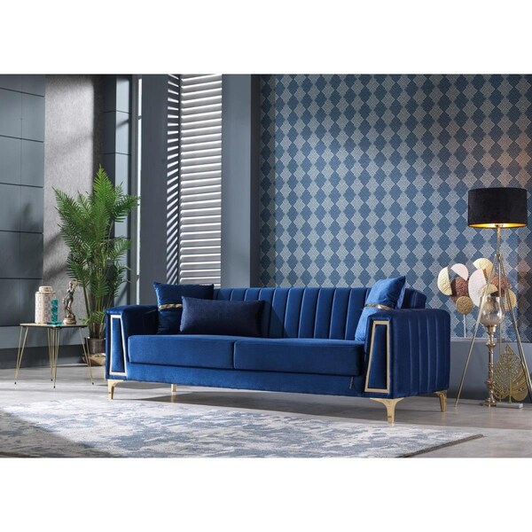 Furnia 35 x 90 x 40 in. Toledo 3 Seat Sofa, Navy Blue - 101-TOL-GRA560-3