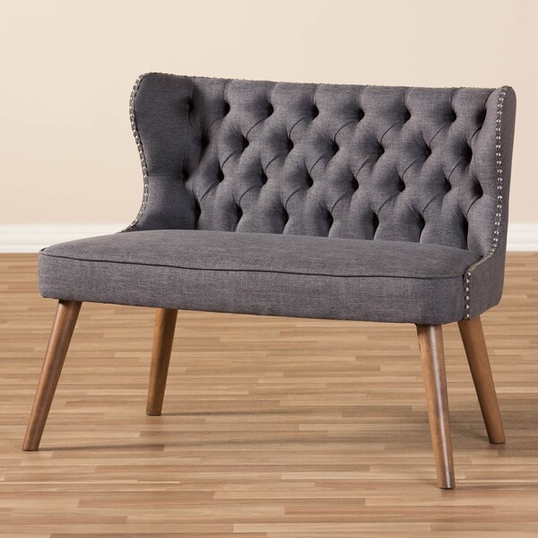Baxton Studio Scarlett Grey Button-Tufting with Nailheads 2-Seater Loveseat - 129-7082