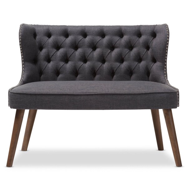 Baxton Studio Scarlett Grey Button-Tufting with Nailheads 2-Seater Loveseat - 129-7082