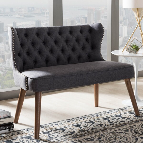 Baxton Studio Scarlett Grey Button-Tufting with Nailheads 2-Seater Loveseat - 129-7082