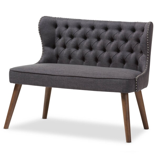 Baxton Studio Scarlett Grey Button-Tufting with Nailheads 2-Seater Loveseat - 129-7082