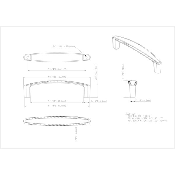 Elements By Hardware Resources 96 mm Center-to-Center Polished Chrome Rope Detailed Lindos Cabinet Pull - Z115-96PC