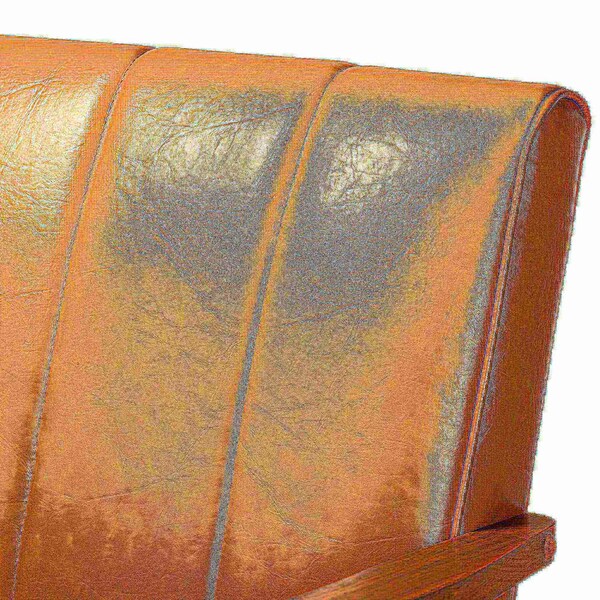 Baxton Studio Nikko Mid-century Modern Tan Faux Leather and Walnut Brown finished Wood Loveseat - 175-10975-ZORO