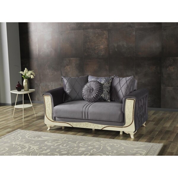 Kd Bufe 40 x 63 x 36 in. Carmen Convertible Loveseat Sleeper, Dark Grey - KD3523400