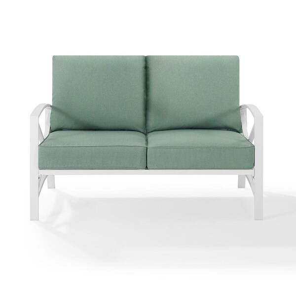 Kd Aparador Kaplan Loveseat in White with Mist Cushion Covers - 30.5 x 54 x 33 in. - KD2613682