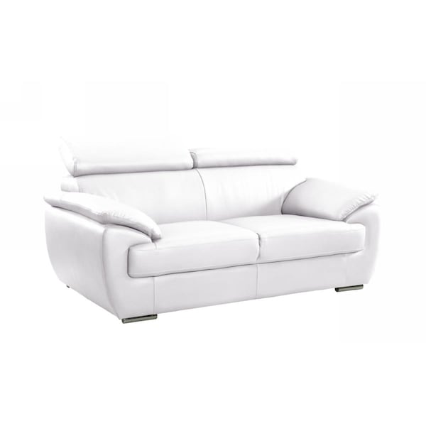 Kd Estanteria Captivating Leather Loveseat, White - 32-38 in. - KD3088404