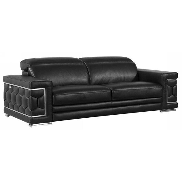 Gfancy Fixtures 89 in. Sturdy Black Leather Sofa - GF3082537