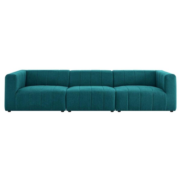 Modway Furniture Bartlett Upholstered Fabric Sofa, Teal - 3 Piece - EEI-4514-TEA