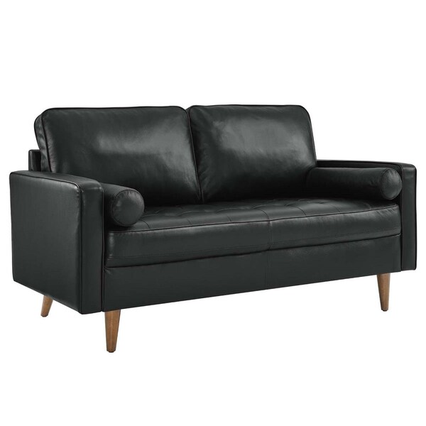 Modway Furniture 33.5 x 61.5 x 32 in. Valour Leather Loveseat, Black - EEI-5870-BLK
