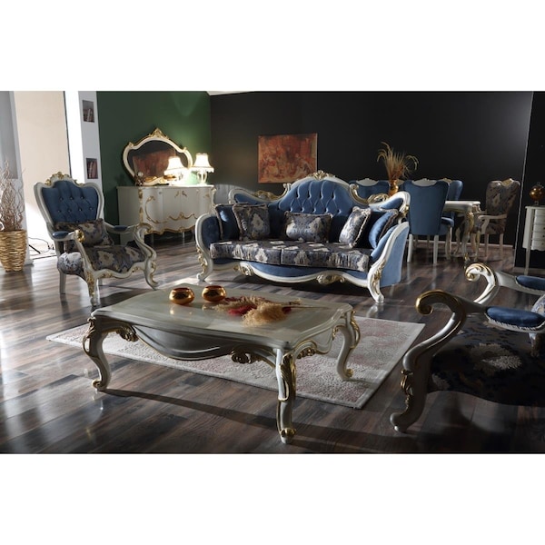 Kd Bufe 38 x 78 x 47 in. Hunkar Traditional Loveseat, Blue - KD2971419