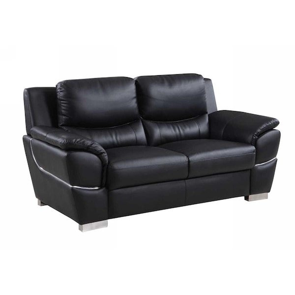 Kd Estanteria Chic Leather Loveseat, Black - 37 in. - KD3100127