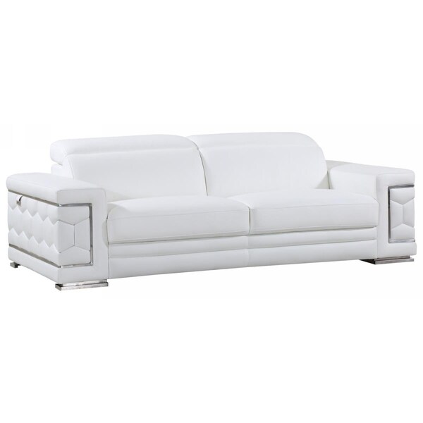 Gfancy Fixtures 89 in. Sturdy White Leather Sofa - GF3092238