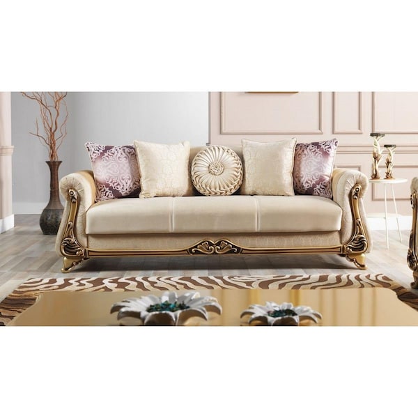 Furnia 35 x 89 x 39 in. Harmony Convertible Sleeper Sofa, Beige - HD-10EL-HAR-STARHAKI-3