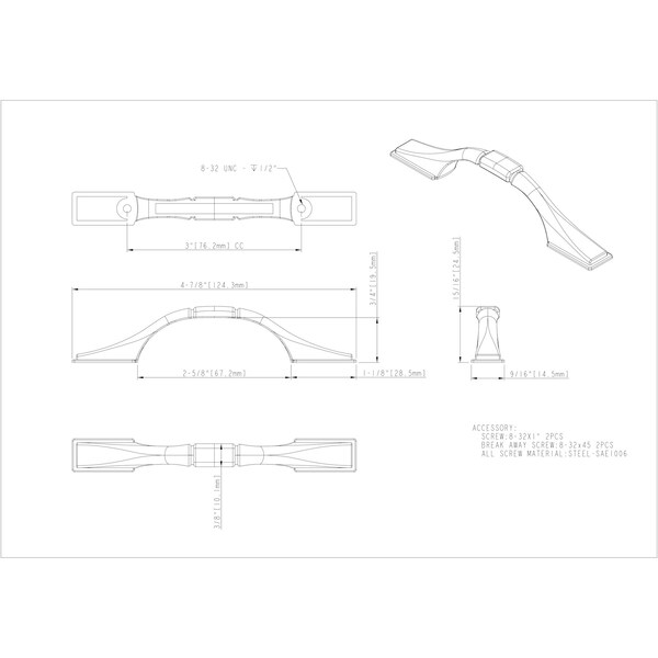 Elements By Hardware Resources 3" Center-to-Center Brushed Pewter Square Hammond Cabinet Pull - 937-3BNBDL