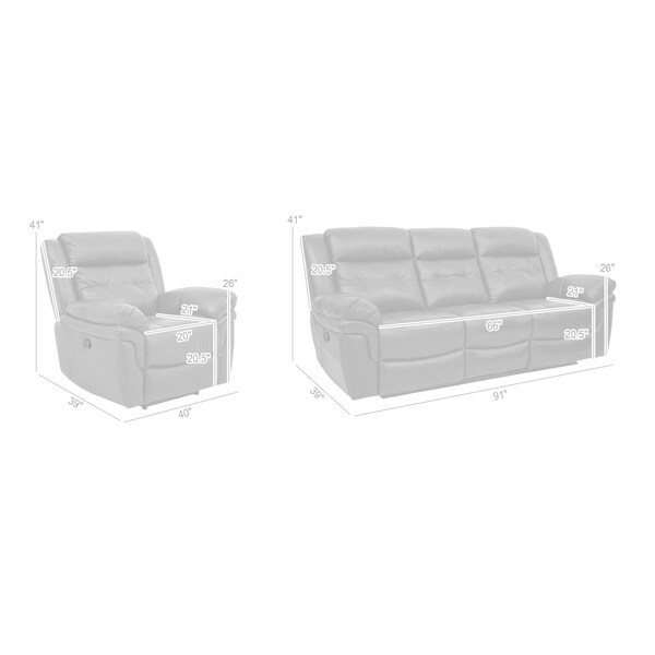 Armen Living Marcel Manual Reclining 2 Piece Sofa and Recliner Set in Dark Brown Leather - SETMCBR2PC