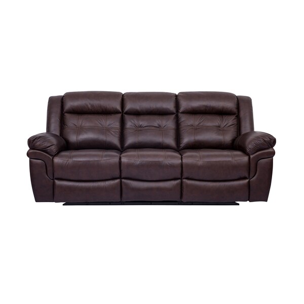 Armen Living Marcel Manual Reclining 2 Piece Sofa and Recliner Set in Dark Brown Leather - SETMCBR2PC