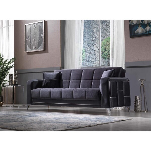 Furnia 35 x 90 x 37 in. Alice 3 Seat Sofa, Anthracite - 101-ALI-GRA650-3