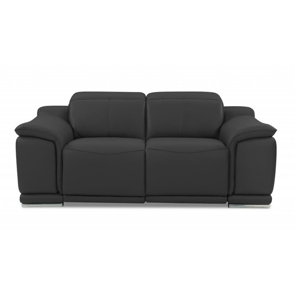 Gfancy Fixtures 72 in. Italian Leather Reclining Loveseat with Storage, Dark Gray - GF3103633
