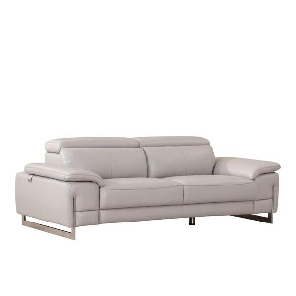 Kd Estanteria Tasteful Leather Sofa, Light Grey - 31 in. - KD3086719