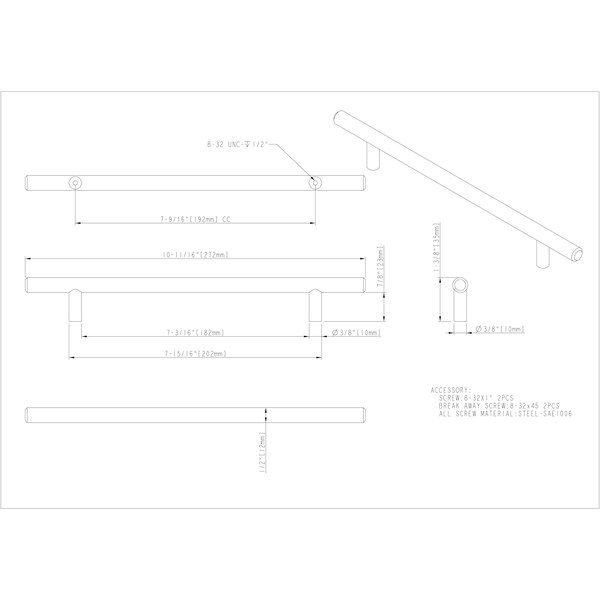 Elements By Hardware Resources 192 mm Center-to-Center Polished Chrome Naples Cabinet Bar Pull - 272PC