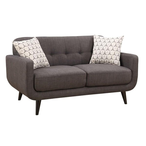 Homeroots Crystal Charcoal Mid-Century Love Seat - 247986