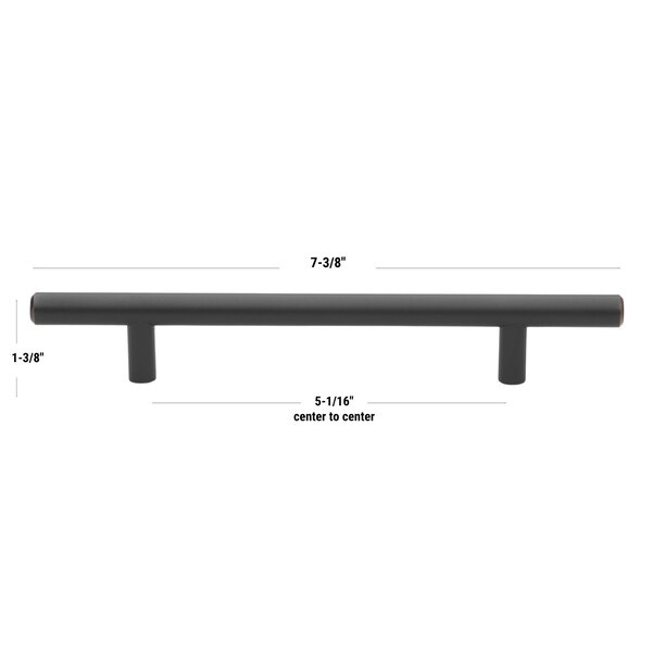 Gliderite Hardware 5-1/16 in. Center to Center Oil Rubbed Bronze Solid Steel Bar Pull - 5002-128-ORB, 10PK - 5002-128-ORB-10