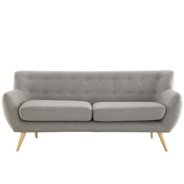 Primewir Remark Sofa in Tufted Light Gray Fabric with Natural Finish Wood Legs - EEI-1633-LGR