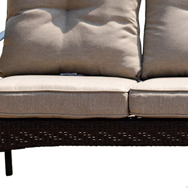 Homeroots 69 x 29 x 35 in. Black Steel Sofa with Beige Cushion - 374050