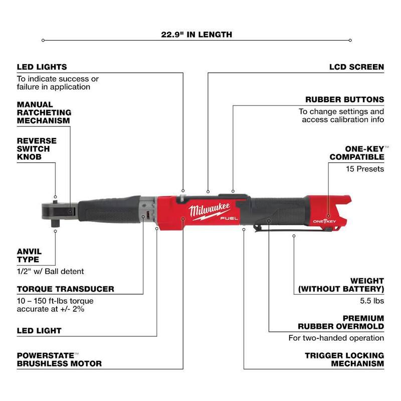 Milwaukee M12 FUEL One-Key 12-Volt Lithium-Ion Brushless Cordless 1/2 in. Digital Torque Wrench (Tool-Only) - 2466-20