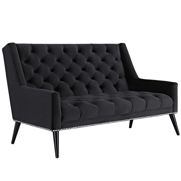 Modway Furniture 36.5 H x 55.5W x 36.5 L in. Peruse Velvet Loveseat, Black - EEI-2462-BLK