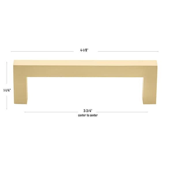 Gliderite Hardware 3-3/4 in. Center to Center Solid Square Bar Pull Champagne Gold - 21683-96-CHPG-1