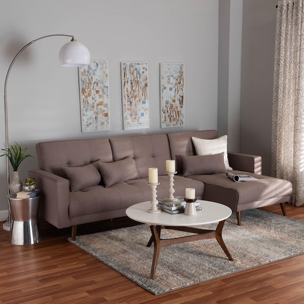 Baxton Studio Claire Contemporary Clay Fabric Upholstered Convertible Sofa Bed - 245-13754-ZORO