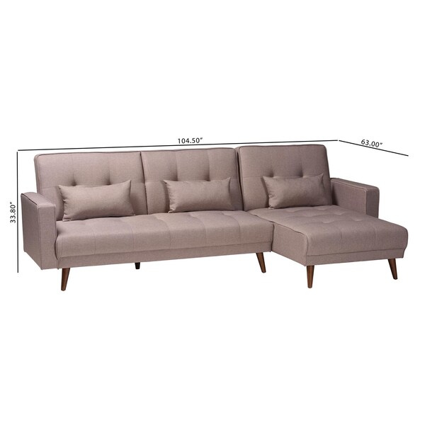 Baxton Studio Claire Contemporary Clay Fabric Upholstered Convertible Sofa Bed - 245-13754-ZORO