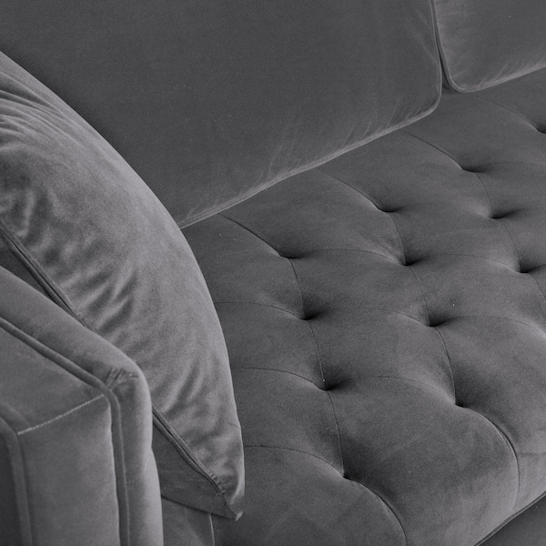 Armen Living Lenox Gray Velvet Modern Sofa with Brass Legs - LCLN3GRY