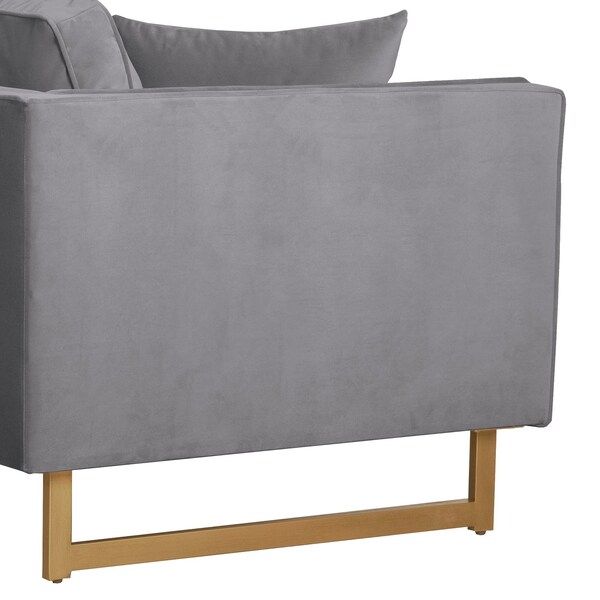 Armen Living Lenox Gray Velvet Modern Sofa with Brass Legs - LCLN3GRY