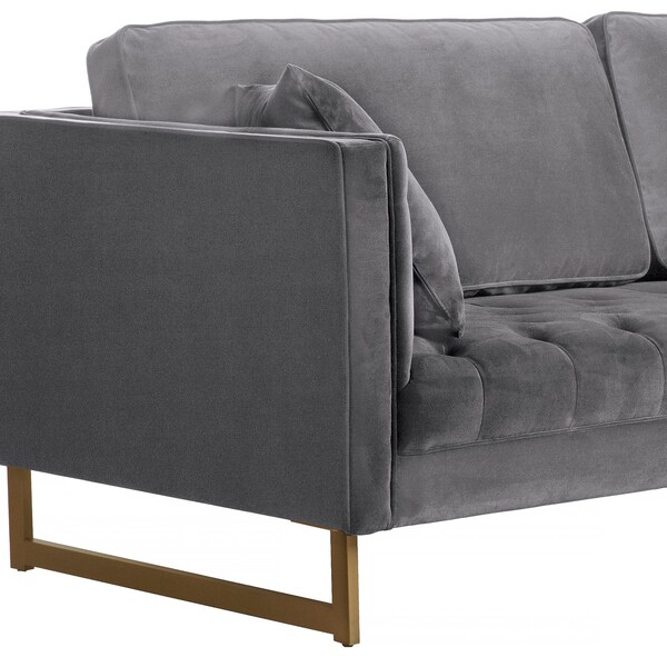 Armen Living Lenox Gray Velvet Modern Sofa with Brass Legs - LCLN3GRY