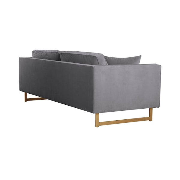 Armen Living Lenox Gray Velvet Modern Sofa with Brass Legs - LCLN3GRY