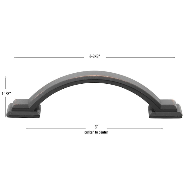 Gliderite Hardware 3 in. Center to Center Oil Rubbed Bronze Arched Square Cabinet Pull - 4355-ORB, 25PK - 4355-ORB-25