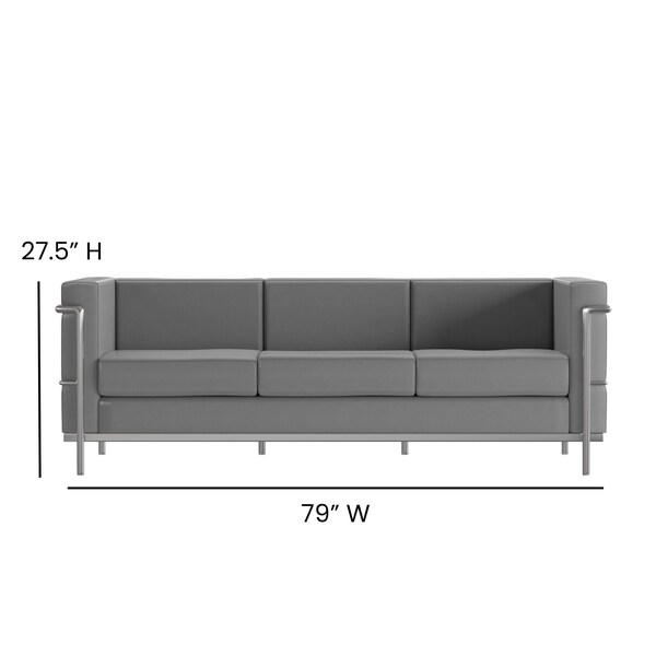 Flash Furniture Gray LeatherSoft Sofa with Double Bar Frame - ZB-REGAL-810-3-SOFA-GY-GG